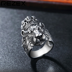 Neue Vintage Retro Krone Löwe Titan Edelstahl Herren Schmuck Fingerringe - Product Image 5
