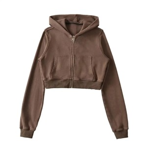 Sudadera con logotipo personalizado para mujer, jersey con capucha para gimnasio, Sudadera corta con capucha para mujer, conjunto de Top corto informal con capucha para mujer - Product Image 1