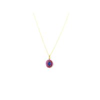 Azul zafiro rubí ovalado 14K Amarillo Blanco Rosa oro collar diamante perla Esmeralda forma de luna patrón para compromiso Mujer