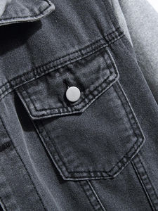 Veste en jean à capuche pour homme, fermeture boutonnée sur le devant, manches longues, fermeture éclair, jean vintage, entièrement personnalisable - Product Image 3