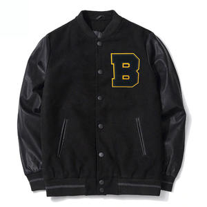 High Quality Men's Silk/Cotton Canvas <b>Patchwork</b> Letterman Varsity <b>Jacket</b> Custom Embroidered Front Stand Winter Baseball <b>Jacket</b> - Product Image 1