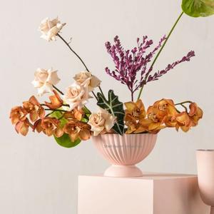 Vajilla decorativa color plateado cuencos de flores de Metal para el hogar sala de estar decoración centros de mesa floreros - Product Image 5