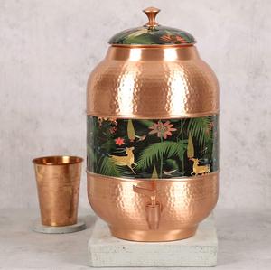 Precio de fábrica al por mayor hecho a mano dispensador de cobre puro con tapa para el almacenamiento de agua potable hogar Hotel restaurante - Product Image 6