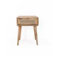 Table d'appoint contemporaine à tiroir en rotin en bois massif pour salon, hôtel, chambre à coucher, salle à manger, appartement