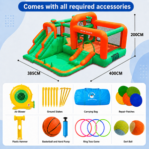 Castello Gonfiabile Multifunzione in Tessuto Oxford con Doppio Scivolo e Gioco di Lancio Palline per Feste in Giardino per Bambini OEM - Product Image 5