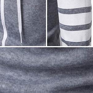 100% Cotton Fall Winter Men's Hoodies Casual Striped Drawstring Hooded and Zipper Closure Hoodie <b>Slim</b> Fit Full Zipper, Street - Product Image 6