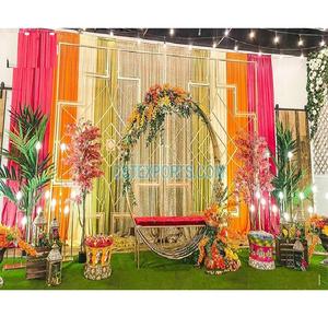 Stunning Trending Indian Wedding Metal Seat Decor for <b>Mehndi</b> Night Stage Unique Style for Sangeet Night Wedding <b>Decorations</b> - Product Image 1