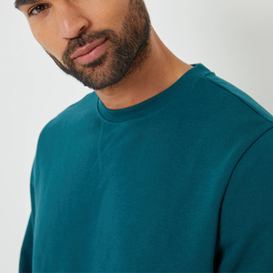 <b>Men's</b> Premium Quality Custom <b>Fleece</b> Hooded <b>Sherpa</b> Blue Polyester/Cotton Unisex Sizing Ribbed Cuffs Hem Solid OEM Winter Pocket - Product Image 4