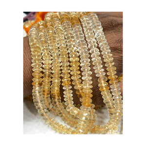 แผ่นตัดสไตล์เยอรมันสีเหลืองซิทรีนเงาควอตซ์ลูกปัดขนาด7-8มม. ทำเครื่องประดับงานฝีมือแบบ DIY - Product Image 1