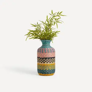 Hot Selling Unique Design Bamboo Plant Pot Vase Basket Mix Colorful Seagrass Wholesale Made In Vietnam