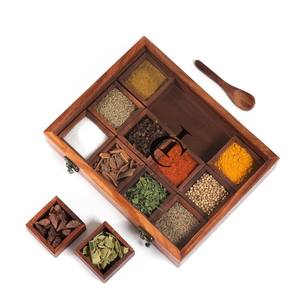 Boîte à épices en bois et en verre favorise un stockage alimentaire hygiénique en gardant les épices couvertes et protégées de manière sûre. - Product Image 4