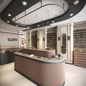 Cao cấp sang trọng trang trí kính bảng hiển thị tủ Thiết kế quang Cửa hàng đồ đạc thiết kế với đảo hiển thị đứng - Product Image 1