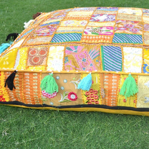 Funda de Cojín Cuadrada de Algodón 100% con Diseño Tribal Bohemio Hippie, Hecha a Mano, Decorativa para el Hogar, Estilo Banjara - Product Image 3