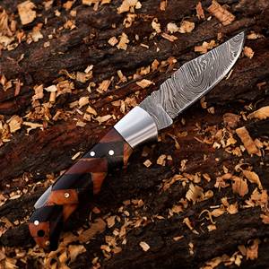 Commandes en gros personnalisées OEM ODM Service fait à la main en acier Damas lame à pointe tombante couteau pliant manche en bois extérieur - Product Image 2