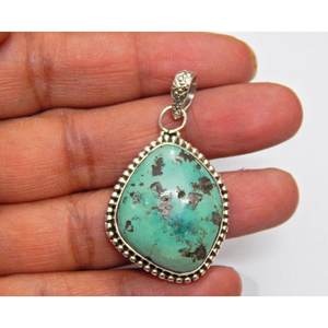 Joyería de Plata de Ley 925 hecha a mano colgante de cabujón turquesa Natural regalo para niñas y mujeres con encantadores dijes - Product Image 6