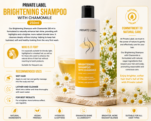 Shampooing éclaircissant à la camomille en marque privée 250ml OEM |   Shampooing Hydratant Éclaircissant Naturel pour Cheveux Blonds, Espagne UE - Product Image 3