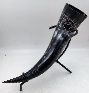 Tasse à boire Viking naturelle de 500ml avec bord en laiton Version écologique de 200ml disponible pour la fête avec support BY HF CRAFTS - Product Image 1