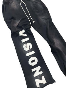 Survêtement exquis lavé à l'acide pour hommes et femmes dans un style évasé, avec sérigraphie personnalisée-Ensemble de 2 pièces - Product Image 2