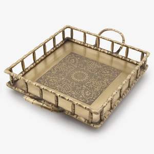 Plateaux de service décoratifs en laiton et aluminium faits à la main, impressionnants, pour hôtels, maisons et décoration de table - Product Image 3