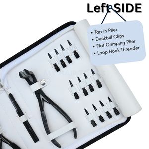 Complete Hair Extension Tool Set with Tape-In plier Micro Ring 3-Hole Crimper Keratin Bond Cutter Remover Loop <b>Hook</b> & Scissors - Product Image 4