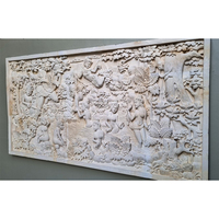 Sculpture en relief en marbre naturel poli, design européen moderne sculpté à la main, art mural 3D, intérieur/extérieur