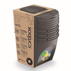 Set di 4 bidoni per la raccolta differenziata KEDEN SORTIBOX, grigio, volume 4x25L - Product Image 2