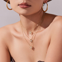 Ensemble collier pendentif trèfle à cinq feuilles en zircone complète, collier ras du cou ultra fin et délicat, bracelet en acier inoxydable, bijoux pour femmes