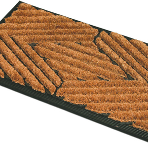 Tapis de porte en caoutchouc en lin, facile à nettoyer, robuste, forme rectangulaire, vente en gros, Design moderne, rayures au dos - Product Image 1