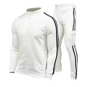 2025 Logotipo personalizado Conjunto de Sudadera con capucha para hombre en blanco Deporte Unisex Cremallera completa Trajes de Jogger con capucha Chándal de bloque de color - Product Image 1