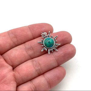 925 argent massif classique pendentif bijoux pour femmes 925 argent Sterling Turquoise pierre précieuse Boho Style fait main pendentif cadeau maman - Product Image 1