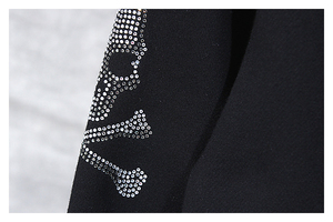 Men's Vintage Zipper-Up 100% Cotton Custom Fabric heavyweight Front Logo Rhinestone Embellishment baggy hoodie - Product Image 5