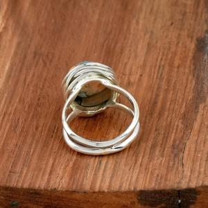 Oyster Copper Turquoise Double Band <b>Ring</b> in 925 Sterling Silver Handmade Statement Jewelry Gift - Product Image 5