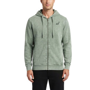 Nueva Llegada: Sudadera con Capucha y Cremallera para Hombre, Lavado Ácido, 100% Algodón, Chaqueta de Invierno Informal con Mangas Largas, Ajuste Cómodo para el Día a Día - Product Image 1