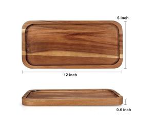 Plateau de service en bois d'acacia de luxe fait à la main, design moderne, finition polie, taille et forme personnalisables pour un usage domestique et en restaurant - Product Image 2