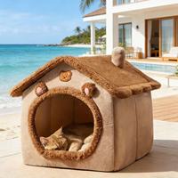 Casa para Mascotas 2 en 1 Plegable para Interiores, Cama para Gatos Tipo Cueva, Cama Portátil de Felpa Cálida para Gatitos