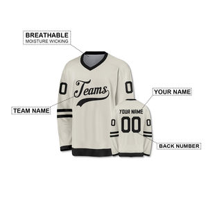 Maillot de hockey sur glace de haute qualité 100% polyester Impression par sublimation Logo brodé Maillot de hockey sur glace personnalisé Respirant OEM - Product Image 4