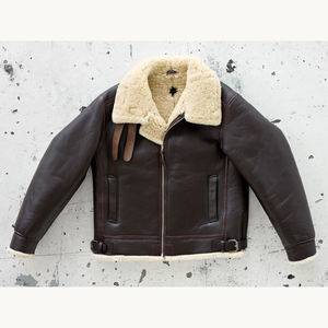 Chaquetas de Cuero de Oveja Personalizadas Casuales para Hombre, Chaqueta Bomber de Piel de Oveja Genuina, Chaqueta de Moda Urbana - Product Image 4