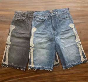 Pantalones cortos de mezclilla desgastados con parches bordados para hombre, ropa de calle de verano, tela de secado rápido, perfectos para hombres - Product Image 3