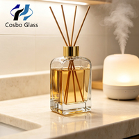 Flacon de parfum carré vide de 100 ml sans flamme, diffuseur transparent en verre avec bouchon à vis, diffuseur de roseaux d'intérieur