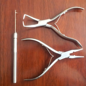 Outils d'extensions de cheveux Kit d'outils d'extension de cheveux et de perlage en acier inoxydable Pinces avec belle pochette en cuir écologique - Product Image 5