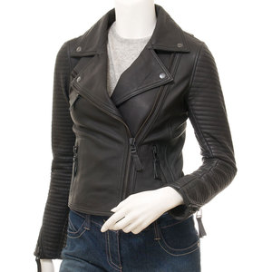 Veste en cuir pour femmes de vente chaude unique avec conception respirante en satin personnalisation du logo OEM à motif solide - Product Image 3