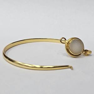 925 Sterling Silver Gold Plated AA Quality Round Cut White Druzy Gemstone Handmade Unique <b>Adjustable</b> Fashion <b>Bracelet</b>/Bangle - Product Image 5