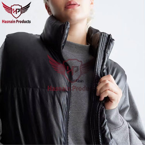 Femmes hiver mode laine cuir gilet personnalisé coupe-vent sans manches bouffant gilet pour temps froid vêtements d'extérieur à la mode - Product Image 3