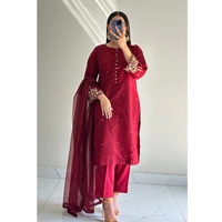 Colección Ssumaira 2025, Hermosamente Bordado, Conjunto de 3 Piezas, Estilo Anarkali Indio-Pakistaní, Ropa de Fiesta para Mujer, Sin Arrugas