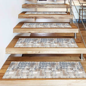 Tapis imprimé : Tapis d'escalier bohème moderne aux tons doux, Gobelin - Product Image 1