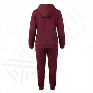 Ensemble de survêtement décontracté pour femme en coton 100 %, manches longues, respirant, avec fermeture éclair, deux pièces, couleur personnalisable - Product Image 2