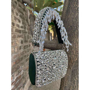 Crystal Embroidered shoulder bag Casual Embellished Evening Satchel With Beaded Strap Sparkling Elegant Party Bag - Product Image 1
