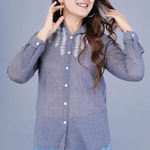 Precio al por mayor señoras camisetas con estilo multicolor sólido diseño personalizado mujeres bordado camisetas - Product Image 6