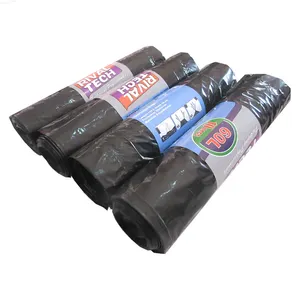 Bolsa de basura de cocina con cordón de ajuste automático de plástico colgante plegable de bolsillo plano de fábrica bolsas de basura de cierre automático para el hogar de China