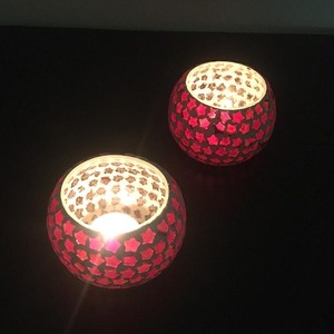 Porte-bougie artisanal classique en verre craquelé, mosaïque, pour bougie votive, centre de table, éclairage de bougie chauffe-plat, décoration de la maison - Product Image 5